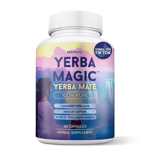 100% Yerba Mate Capsules - Clean Energy, Brain Fog Buster, and Gut Health | Yerba Magic Natural Caffeine with 30 Servings